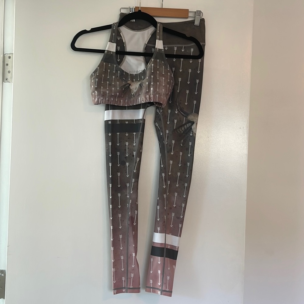 Poprageous PopActive Grey-Pink Ombré Buffalo Workout Set, Size S